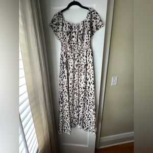 She & Sky leopard print white dress